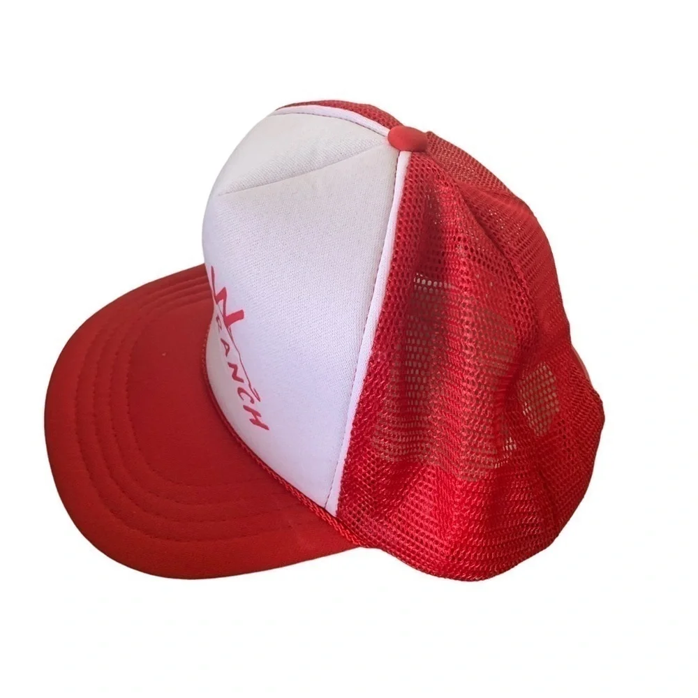 Flying W Ranch Vintage SnapBack Mesh Trucker Hat Red White